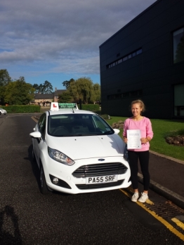 Abbie Watkins delighted to be holding her pass certificate after passing her test today.  A safe, sound drive with only a few driver faults and having to carry out 2 manoeuvres!! A great result after having such a focussed, determined and positive attitude to learning and passing 3 months after her first lesson - a fine achievement.  Congratulation...