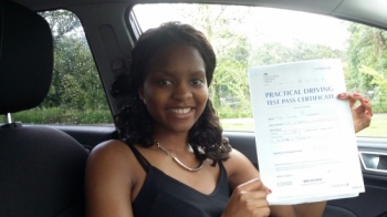 Annie Chirambo absolutely delighted to be showing her Pass Certificate after passing her driving test first time today. A super drive witnessed by her instructor Salvina in torrential rain with only 2 driver faults - hence the picture inside so her special certificate didn´t get wet.  A fantastic result from her willingness to work hard on le...