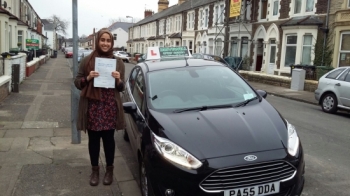 Umber Nasir Khan so pleased to be holding her Pass Certificate after passing her test today.  A fantastic smooth, safe driver with only one driver fault.  Congratulations and well done again. Nasir was a pleasure to teach always giving 120%.  Keep safe and enjoy your driving. Salvina 18th January 2017....